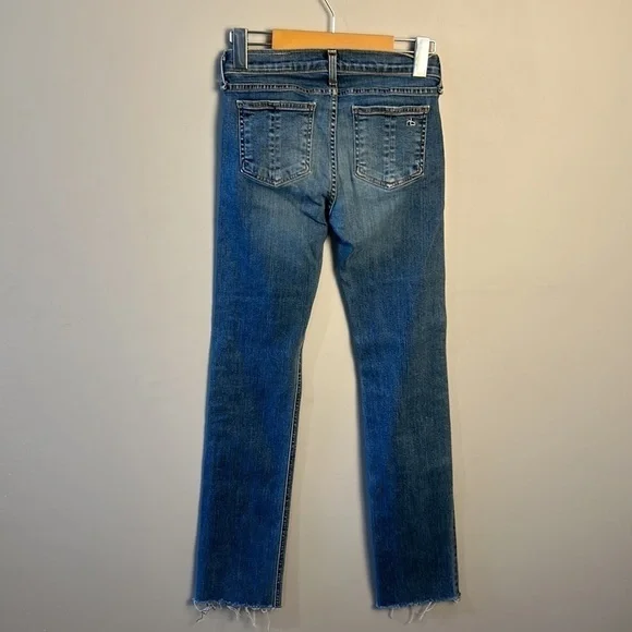rag & bone Straight Leg Medium Blue Wash Colour: Elgin Women's 24 Raw Hem - Picture 3 of 15